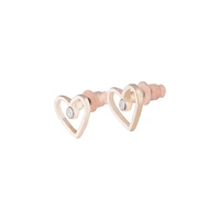 Rose Gold Diamante Cut-out Heart Earrings