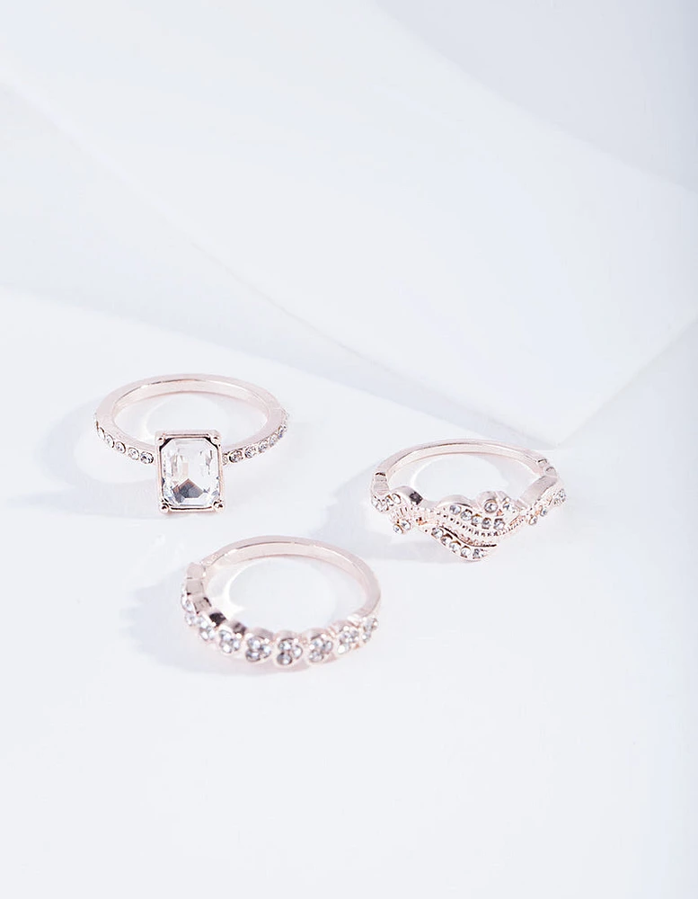 Rose Gold Chunky Engagement Ring Stack