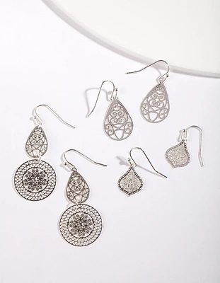 Silver Ornate Earring Pack