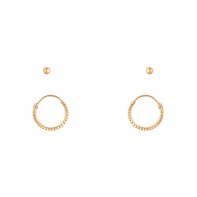 Gold Plated Sterling Silver Stud & Hoop Pack