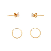 Gold Plated Sterling Silver Diamante Stud & Hoop Pack