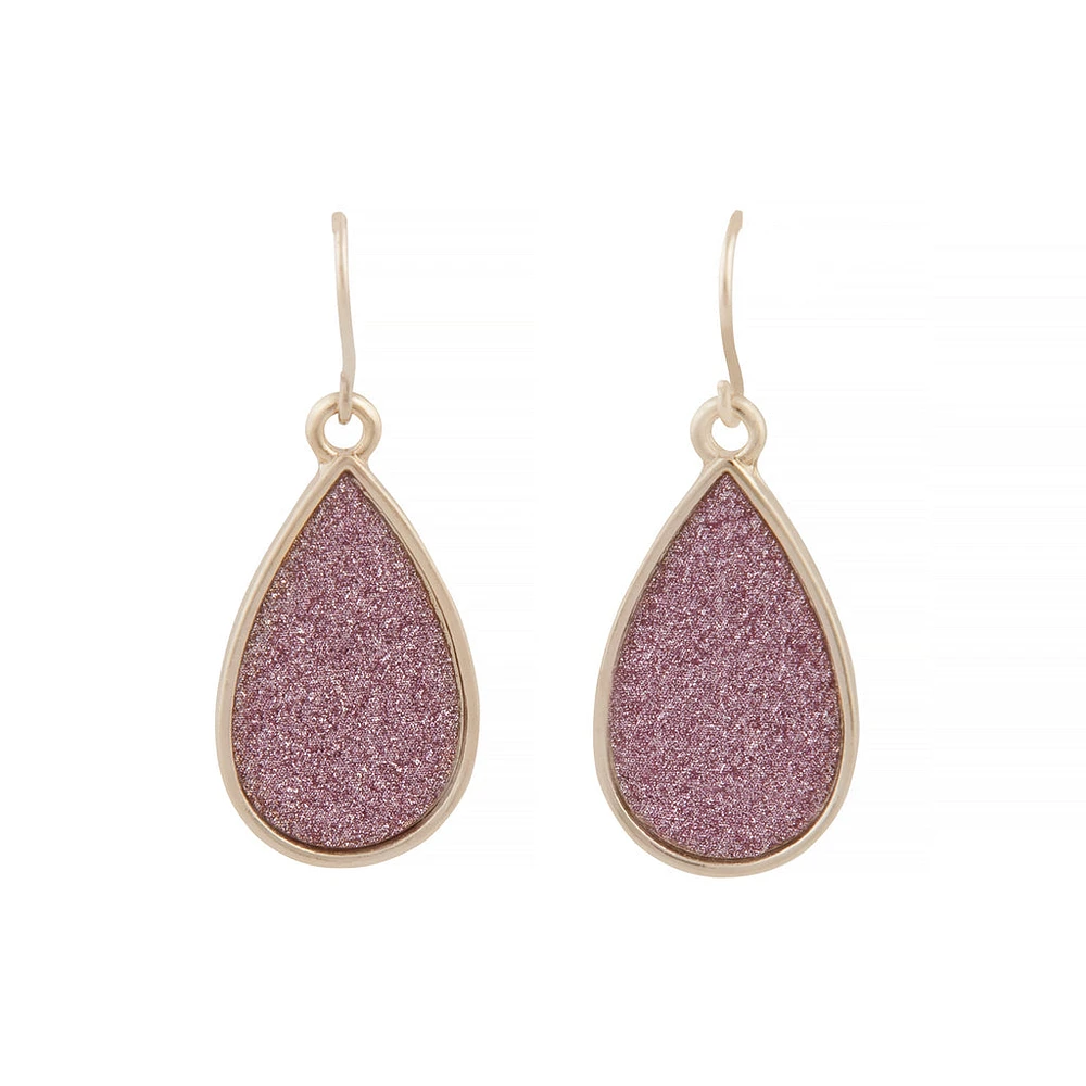 Pink Glitter Teardrop Earrings