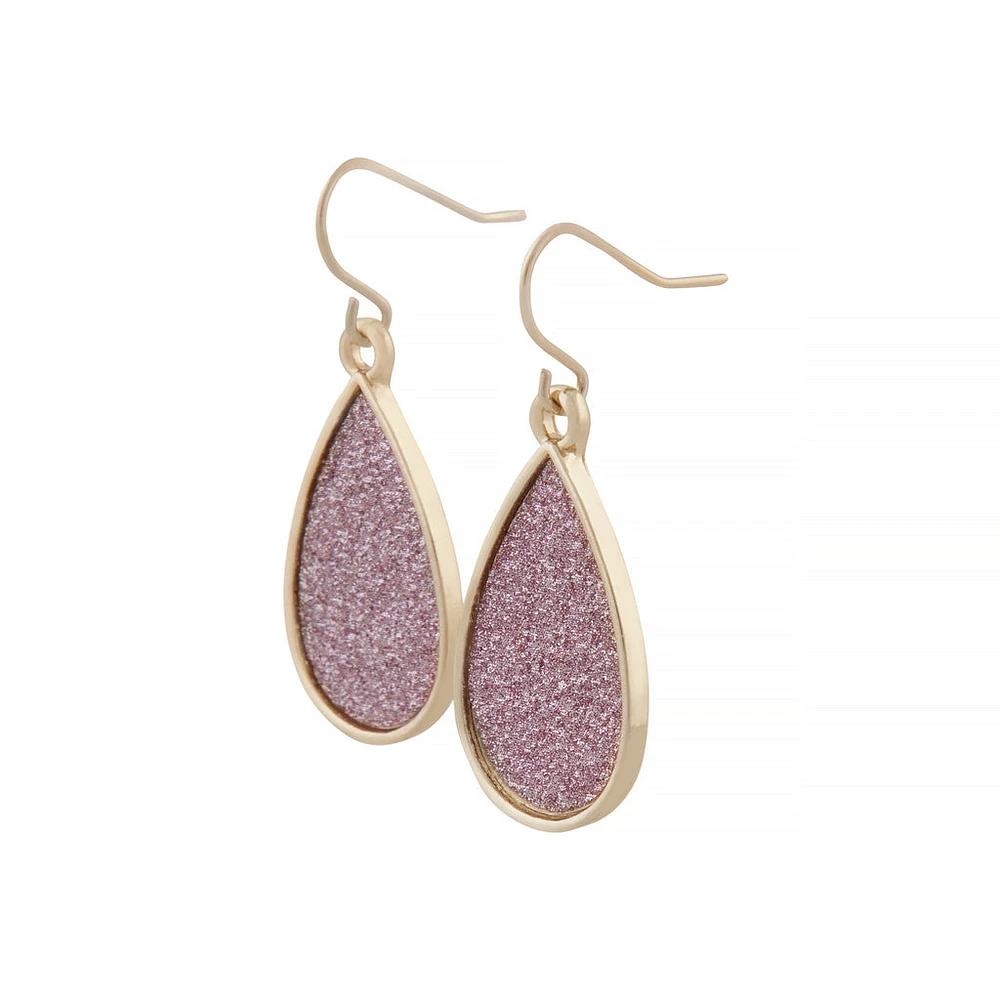 Pink Glitter Teardrop Earrings