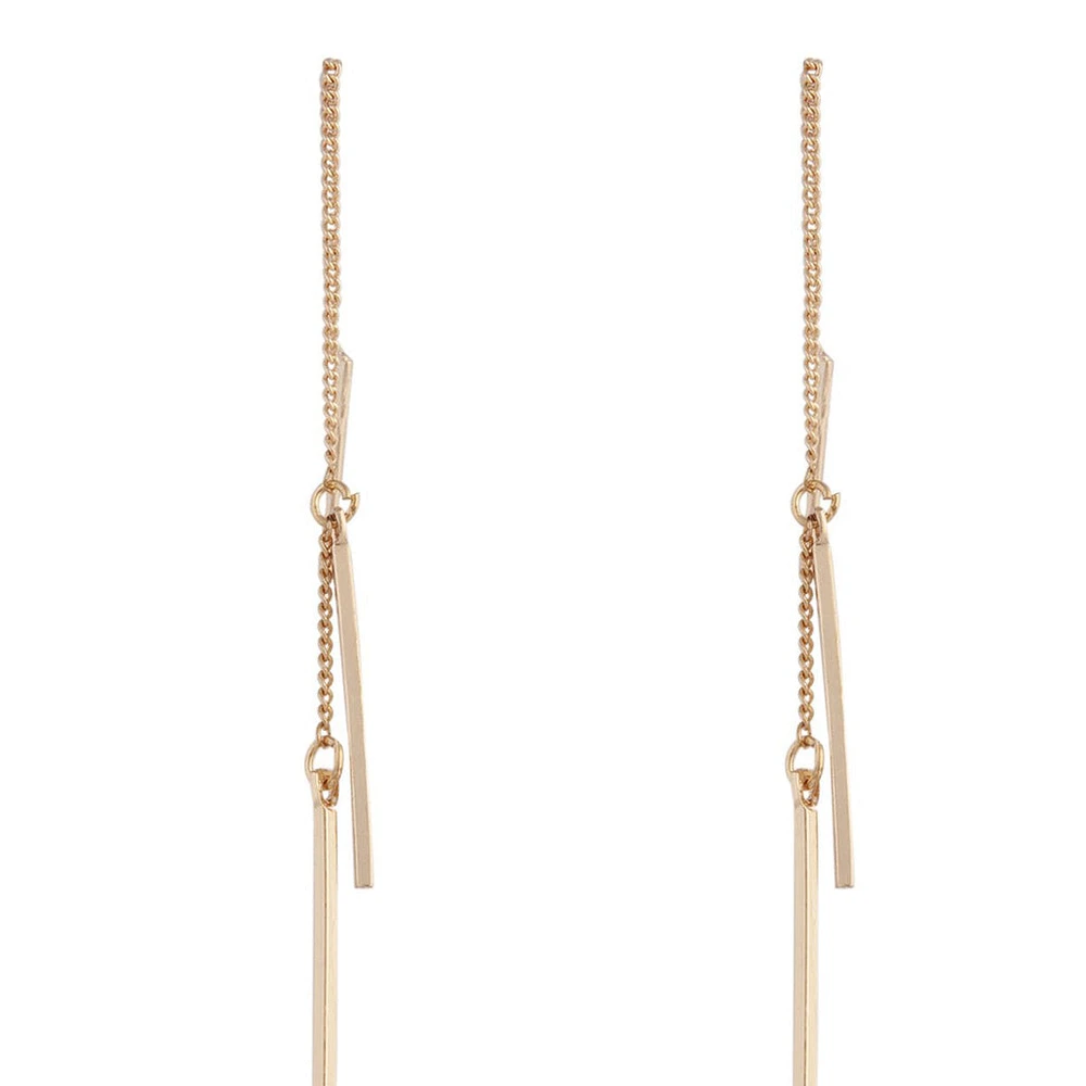 Gold Chain & Bar Drop Earrings