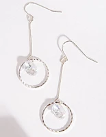 Silver Cubic Zirconia Circle Drop Earrings