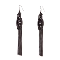 Black Lace Chain Tassel Earrings