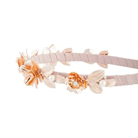 Floral Pearl Headband in Pink & Rose Gold