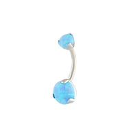 Rhodium Synthetic Opal Claw Belly Bar