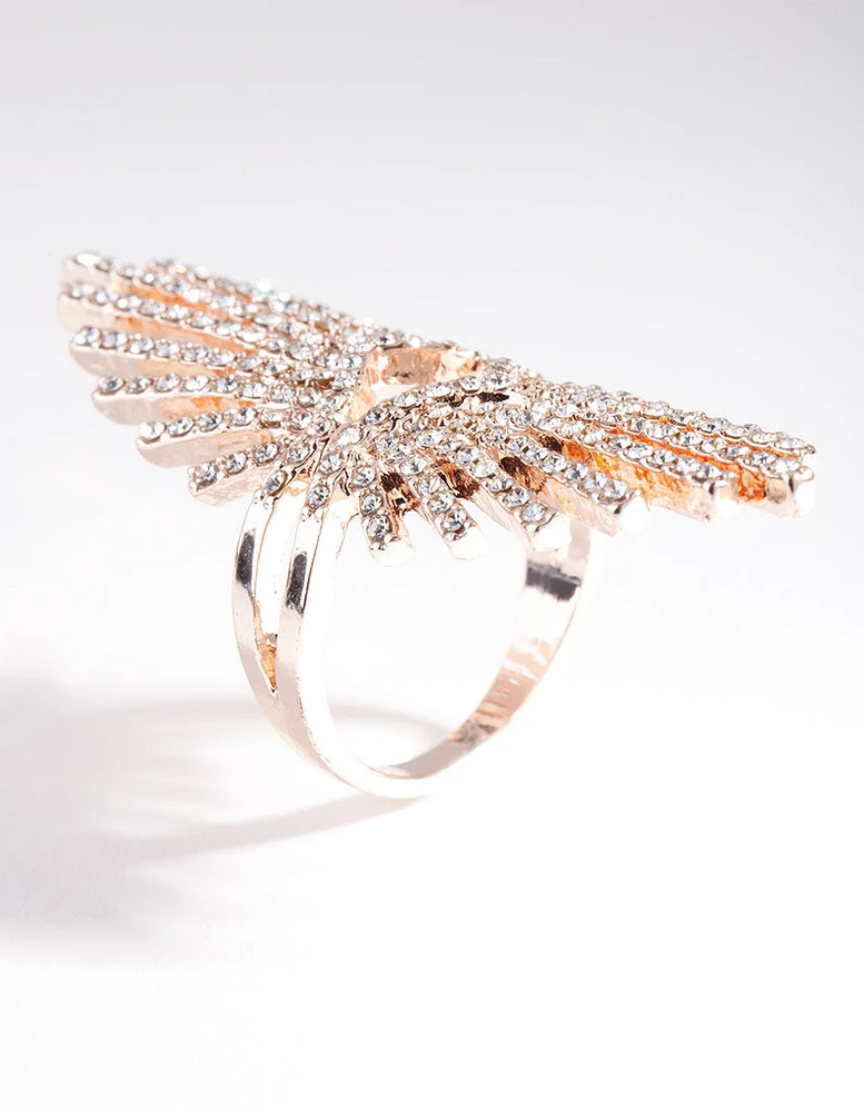 Rose Gold Diamante Burst Ring