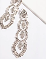 Silver Cut-Out Diamante Drop Earrings