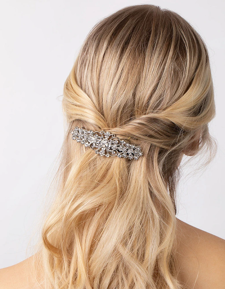 Silver Multi Diamante Barrette