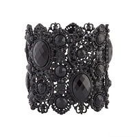 Black Coated Metal Jewelled Lace Stretch Cuff