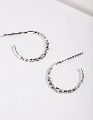 Silver 16MM Beaded Hoop Earrings