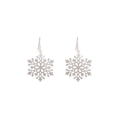 Silver Snowflake Drop Earrings