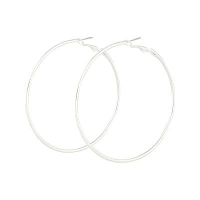 Silver Classic Medium Hoop Earrings