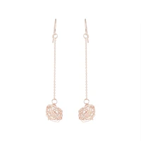 Rose Gold Wire Wrap Ball Drop Earrings