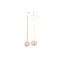 Rose Gold Wire Wrap Ball Drop Earrings