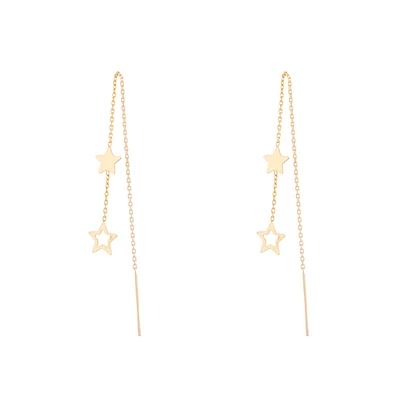 Gold Plated Sterling Silver Star Thread-Through Earrings