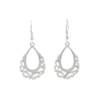 Silver Ornate Teardrop Earrings