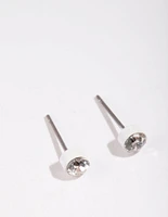 White Diamtante Bezel Stud Earrings