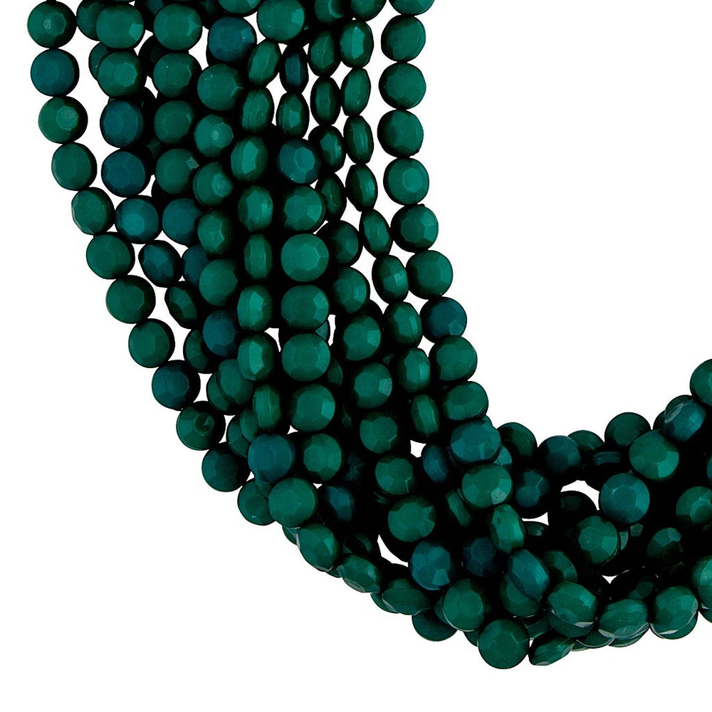 Gold Green Twelve Layer Facet Bead Necklace