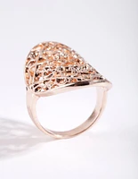 Rose Gold Filigree Shield Ring