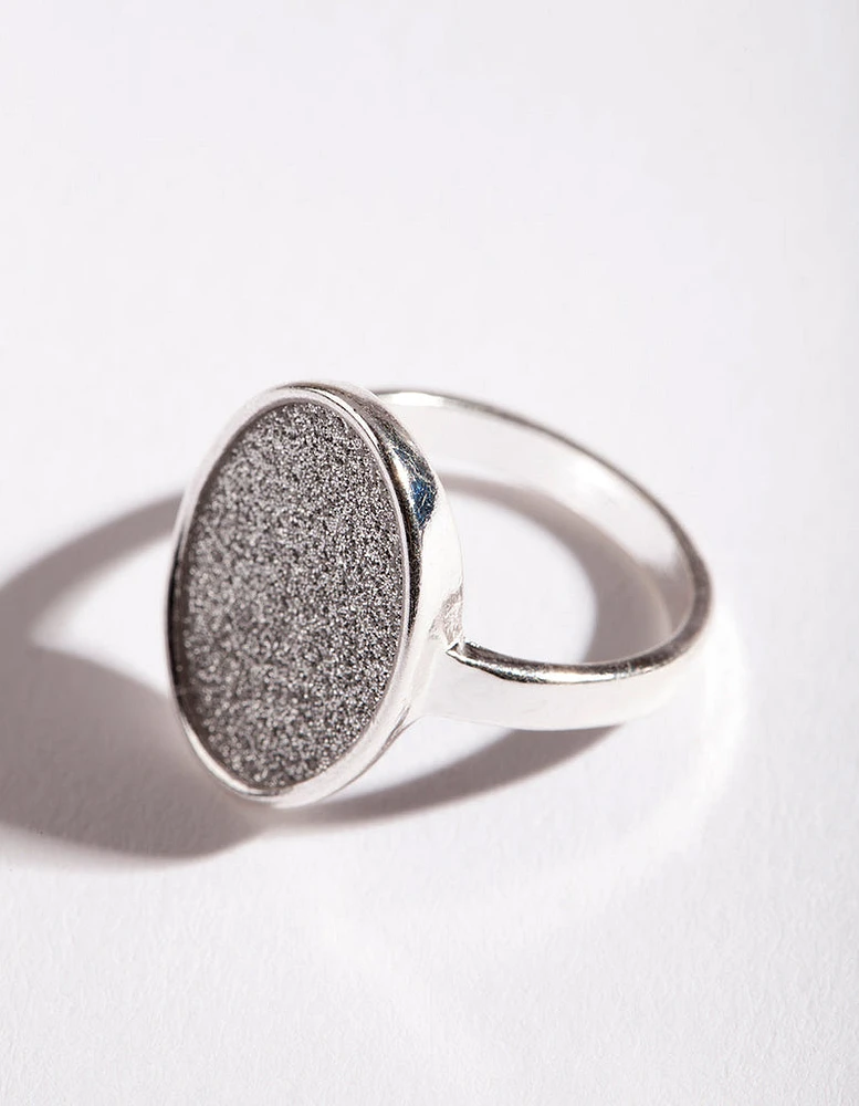 Silver Oval Glitter Ring