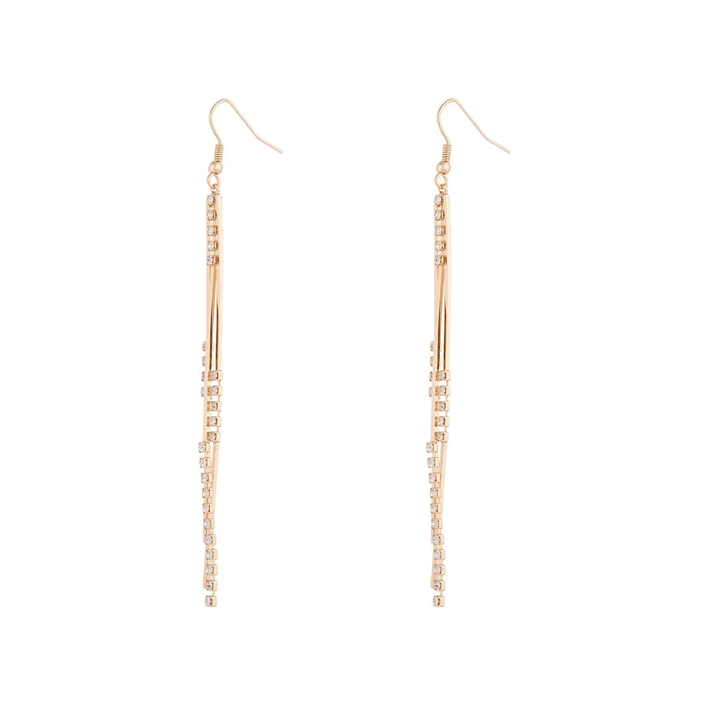 Gold Cup Chain Multi Bar Earrings