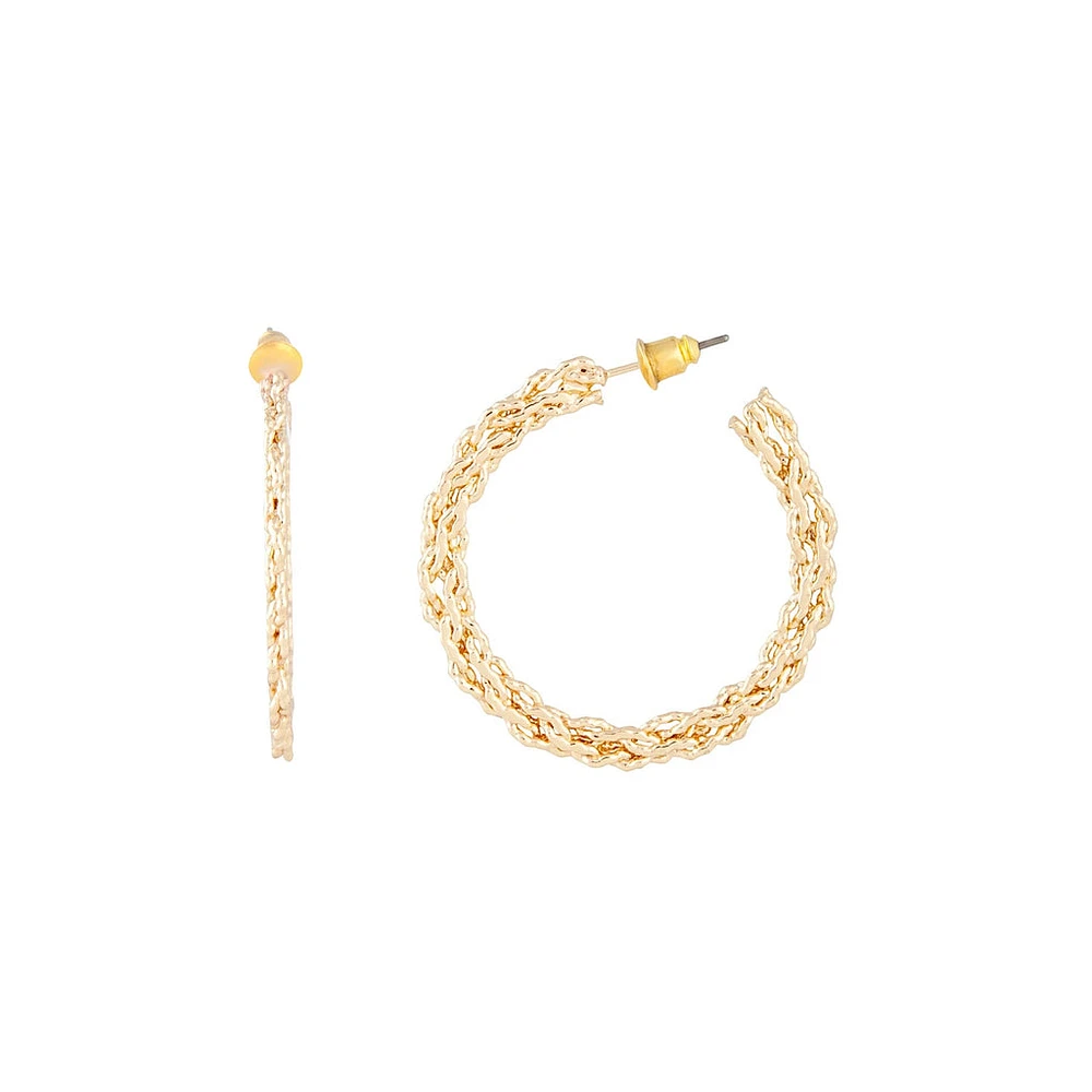 Gold Texture Twist Hoop Earrings