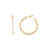 Gold Texture Twist Hoop Earrings