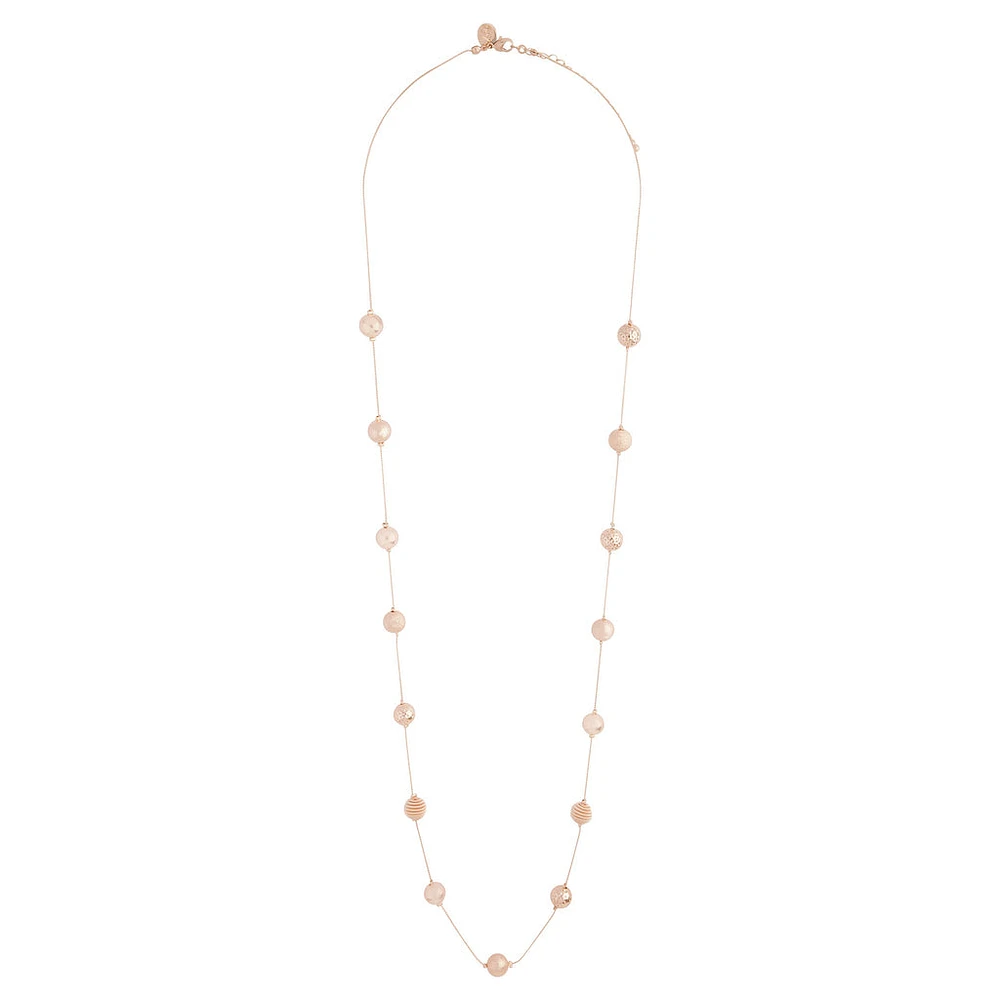 Rose Gold Mixed Station Ball Necklace