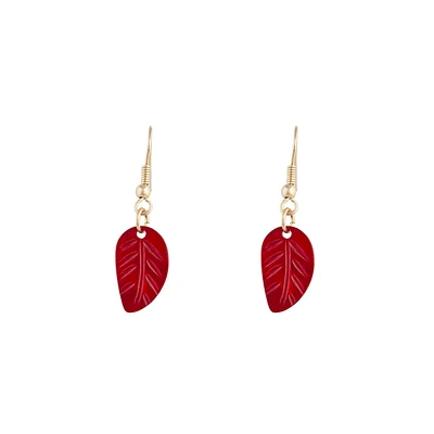 Red Gold Etched Lead Drop Earrings