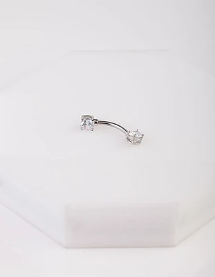 Silver Surgical Steel Crystal Belly Bar