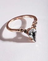 Rose Gold Crystal V-Shaped Ring