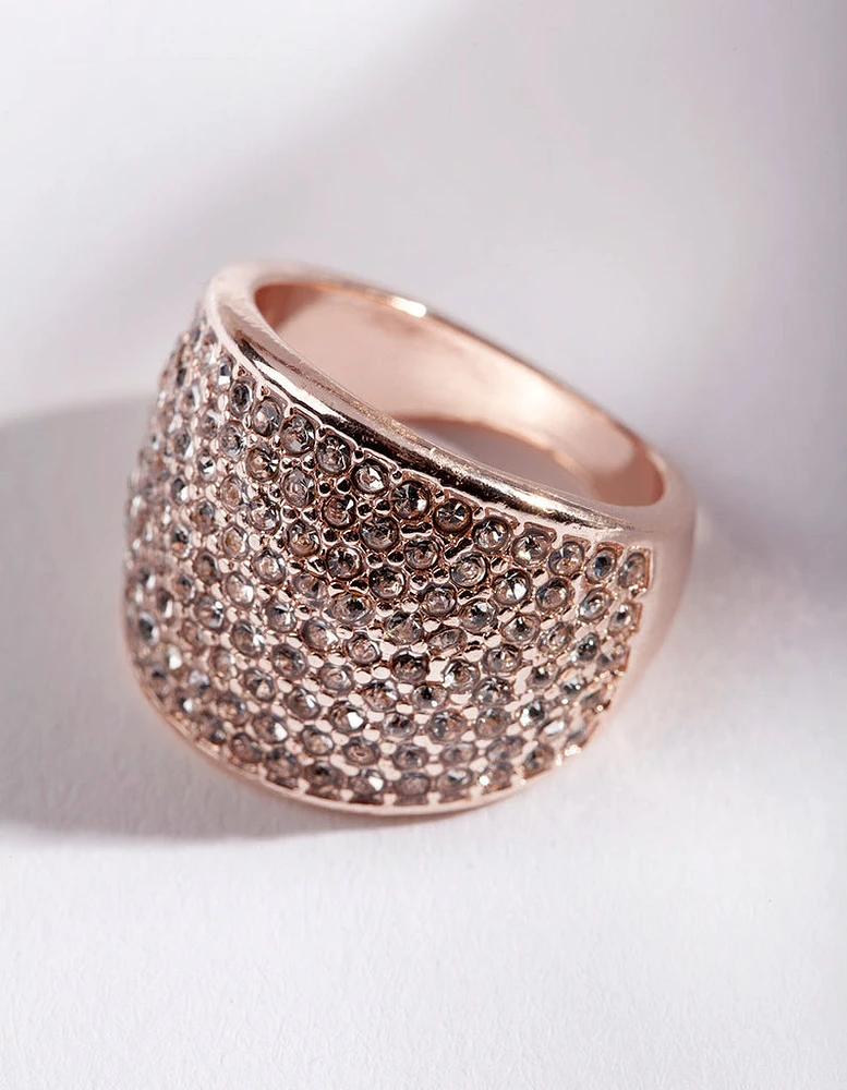 Rose Gold Pave Diamante Dome ring