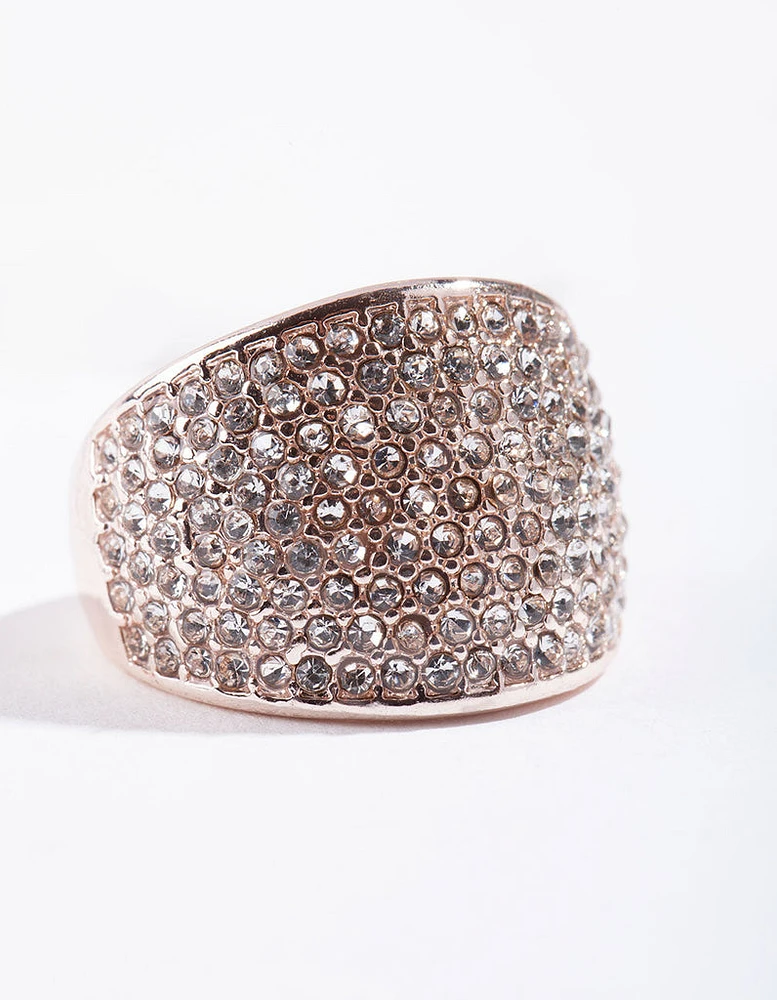 Rose Gold Pave Diamante Dome ring