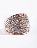 Rose Gold Pave Diamante Dome ring