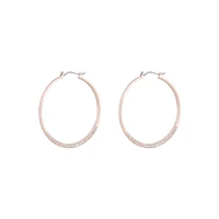 Rose Gold Diamante Detailed Hoop Earrings