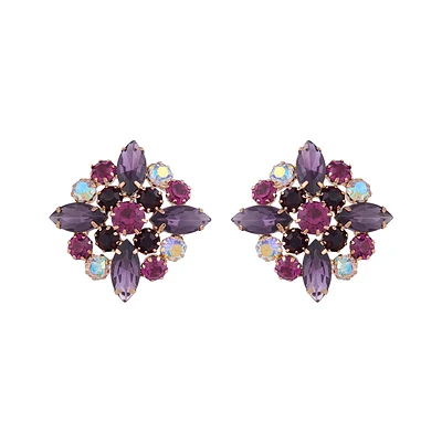 Mixed Purple Vintage Marquise Cluster Stud