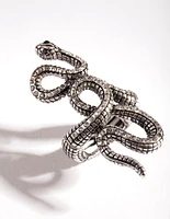 Silver Snake Diamante Stretch Ring