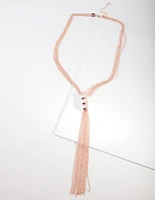 Rose Gold Triple Ball Lariet Necklace