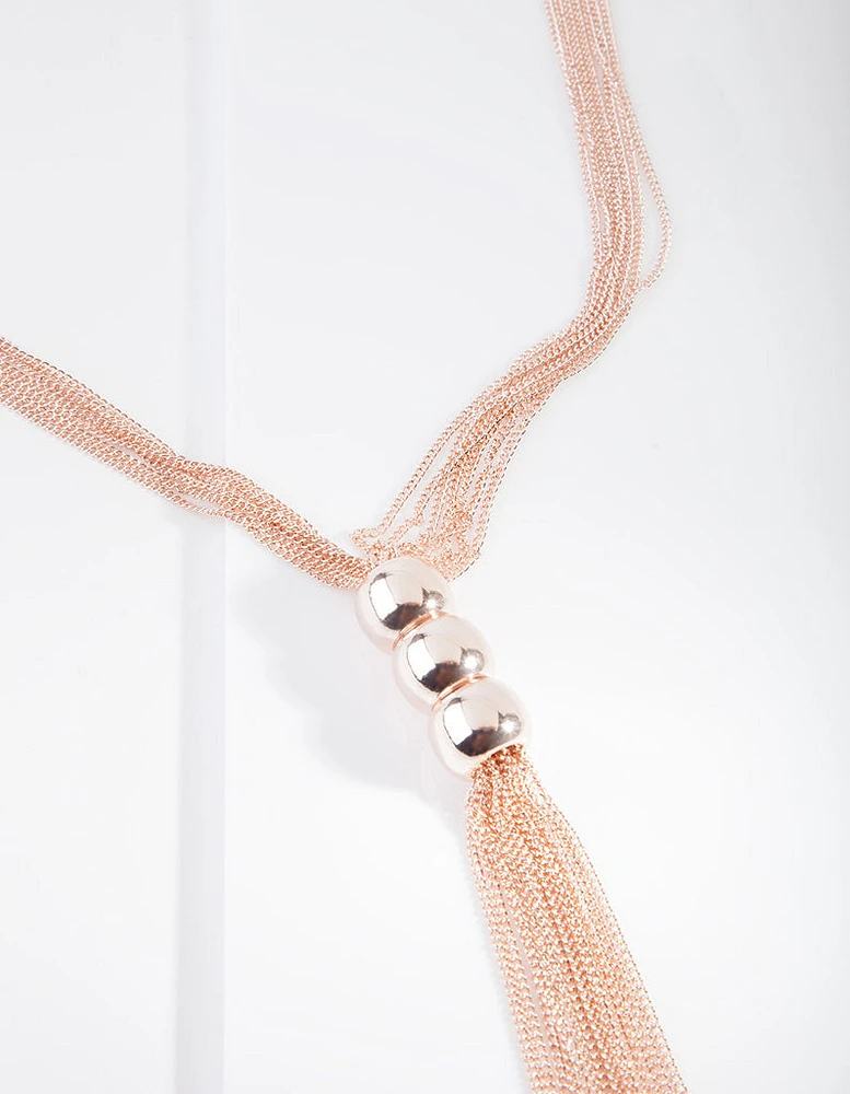 Rose Gold Triple Ball Lariet Necklace