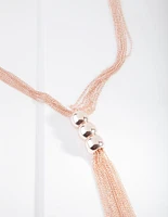 Rose Gold Triple Ball Lariet Necklace