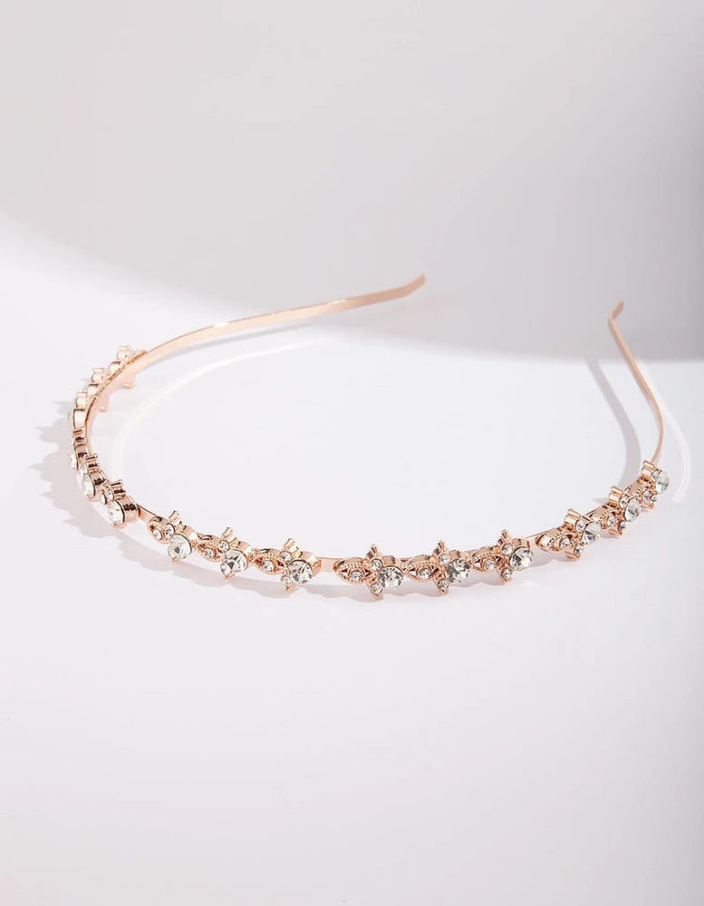 Rose Gold Mini Flower Diamante Headband