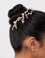 Pearl & Diamante Bun Slide Pack In Rose Gold