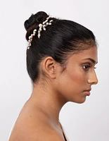 Pearl & Diamante Bun Slide Pack In Rose Gold