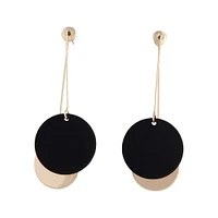 Black & Gold Coated Disc Sandwich Earrings