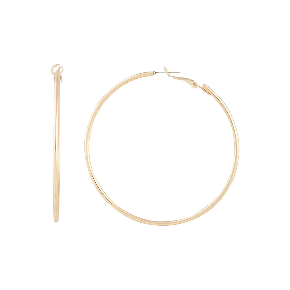 Gold Plain Tube Hoop Earrings