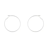 Silver Rounded 6cm Hoop Earrings