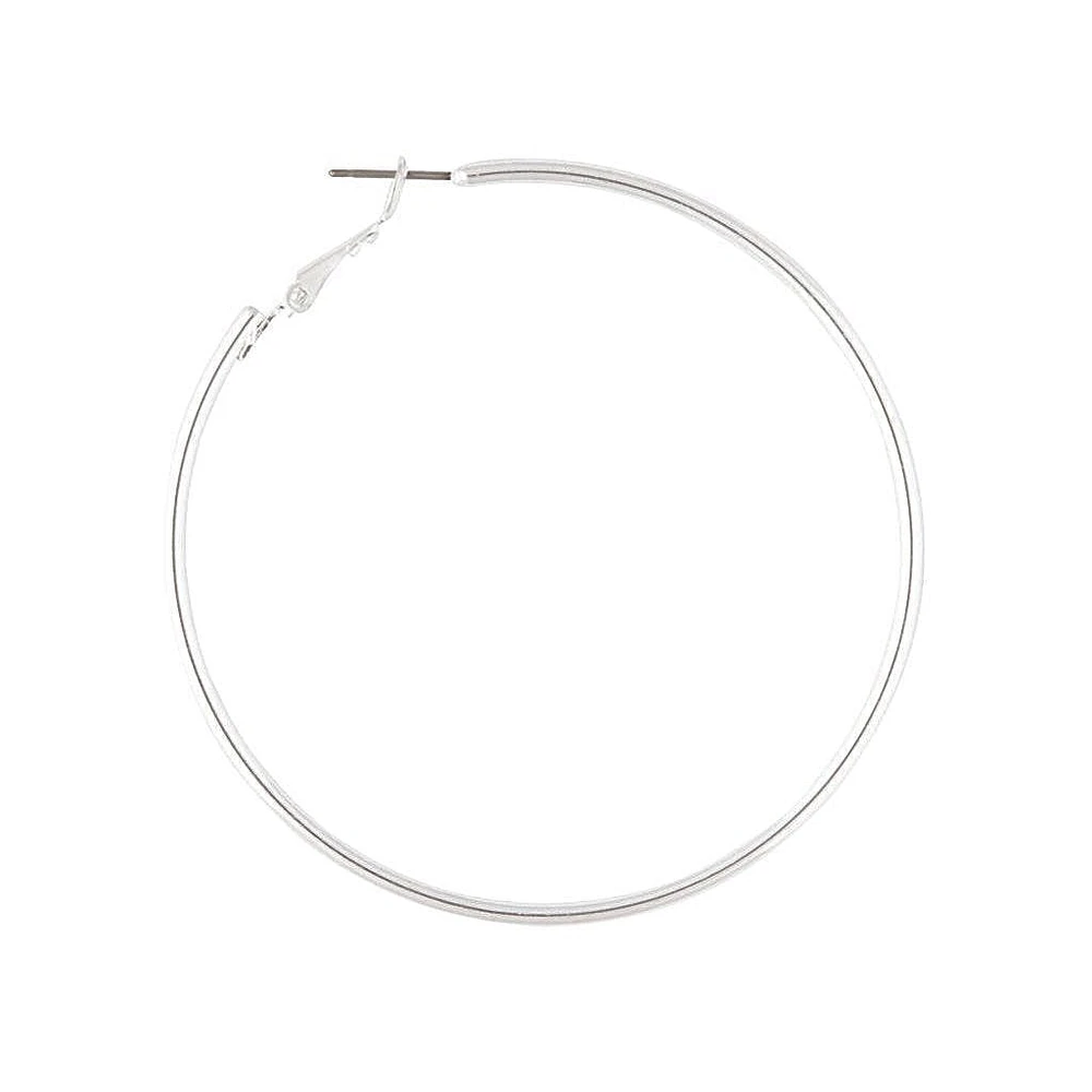 Silver Rounded 6cm Hoop Earrings